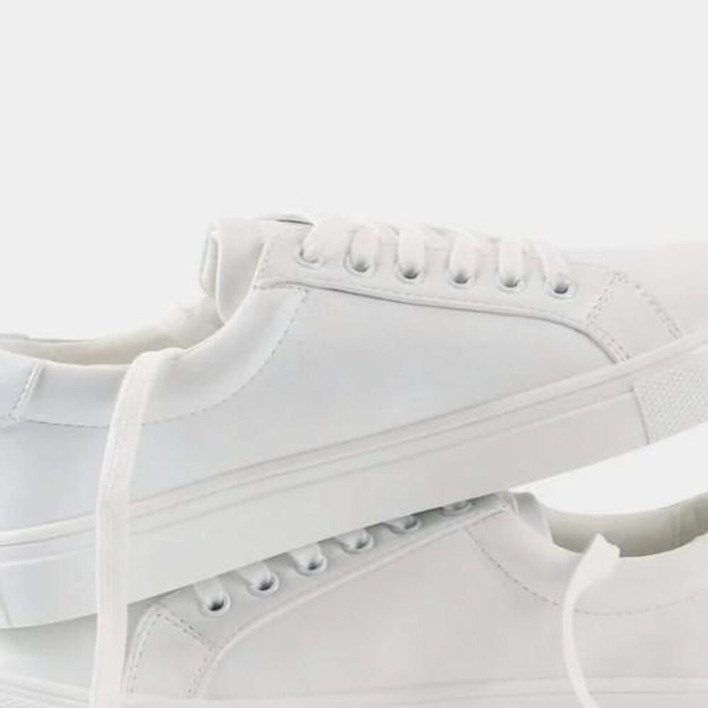 YZ Classic White Sneakers Women's PU Leather Low Top Lace Up Tennis Shoes Size 8 - Picture 3 of 4
